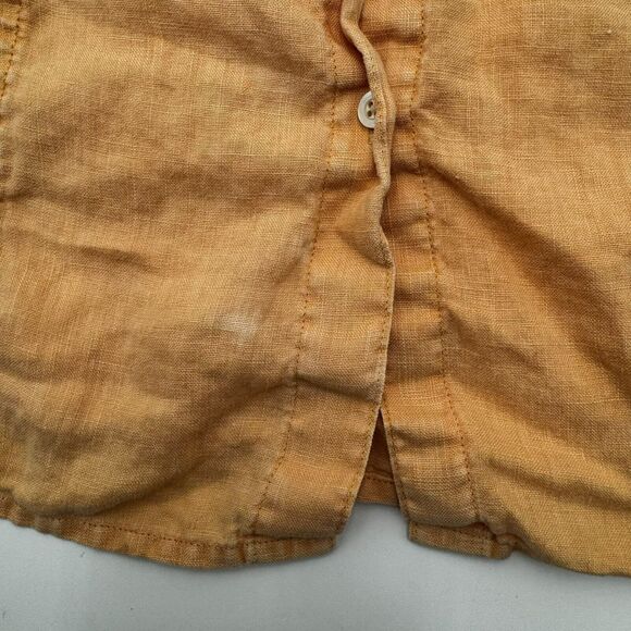 TOMMY BAHAMA | Women's Medium Linen Peach Orange Relax Short Sleeve Button Shirt - Picture 4 of 10